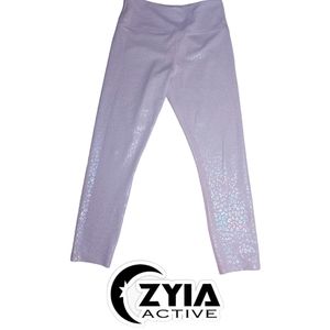 Zyia Active Pink Holo Foil Leopard Print Leggings